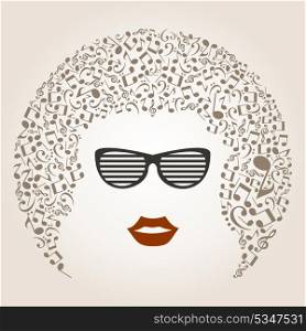 At the girl from hair notes fly. A vector illustration
