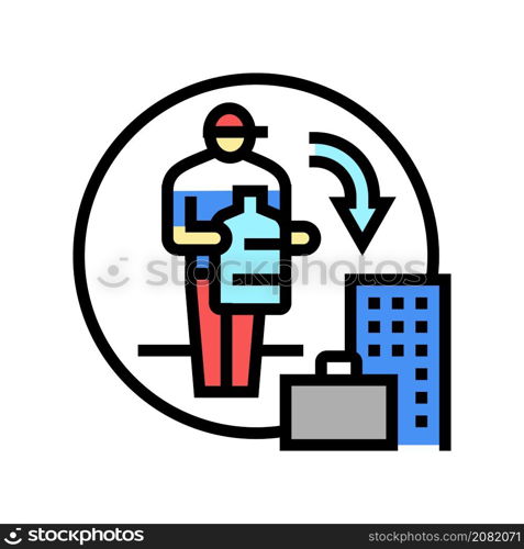 at work delivering water color icon vector. at work delivering water sign. isolated symbol illustration. at work delivering water color icon vector illustration