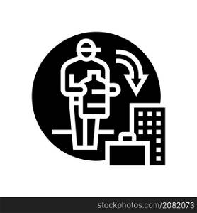 at work delivering water glyph icon vector. at work delivering water sign. isolated contour symbol black illustration. at work delivering water glyph icon vector illustration