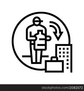 at work delivering water line icon vector. at work delivering water sign. isolated contour symbol black illustration. at work delivering water line icon vector illustration