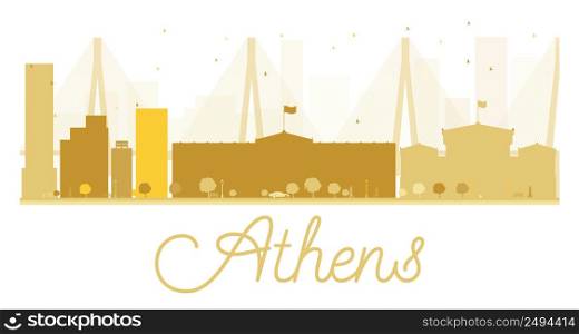 Athens City skyline golden silhouette. Vector illustration. Simple flat concept for tourism presentation, banner, placard or web site. Business travel concept. Athens isolated on white background