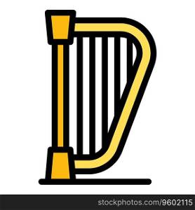 Athens harp icon outline vector. Ancient greece. Building palace color flat. Athens harp icon vector flat