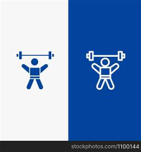 Athlete, Athletics, Avatar, Fitness, Gym Line and Glyph Solid icon Blue banner Line and Glyph Solid icon Blue banner