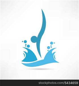 athlete diving into the water icon