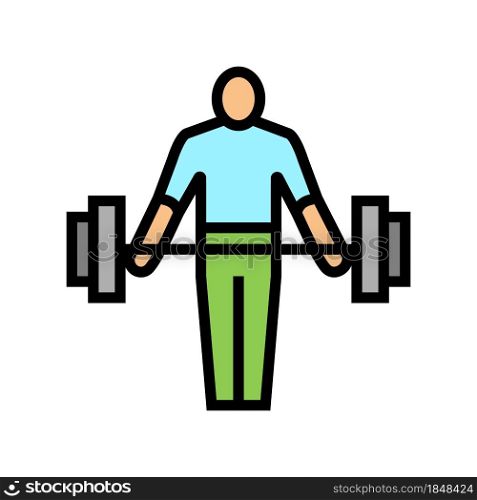 athlete exercising with weight color icon vector. athlete exercising with weight sign. isolated symbol illustration. athlete exercising with weight color icon vector illustration