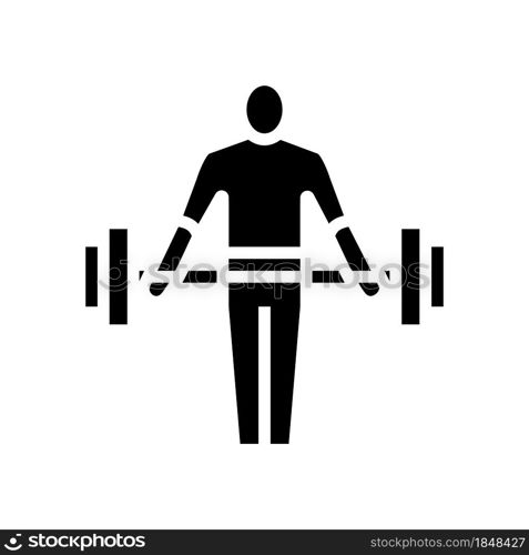 athlete exercising with weight glyph icon vector. athlete exercising with weight sign. isolated contour symbol black illustration. athlete exercising with weight glyph icon vector illustration