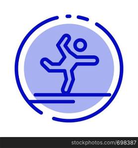 Athlete, Gymnastics, Performing, Stretching Blue Dotted Line Line Icon