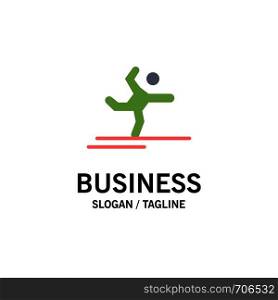 Athlete, Gymnastics, Performing, Stretching Business Logo Template. Flat Color