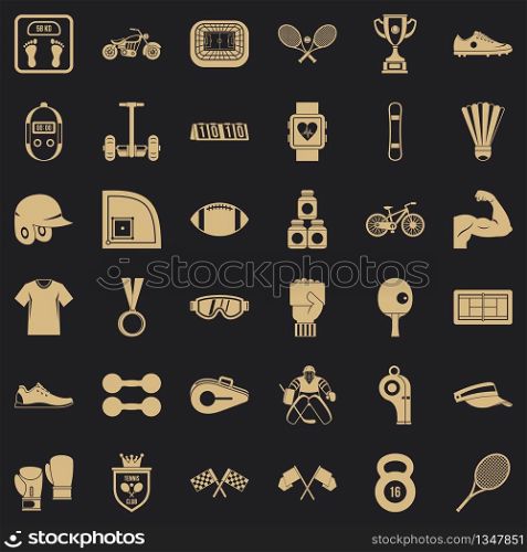 Athlete icons set. Simple style of 36 athlete vector icons for web for any design. Athlete icons set, simple style