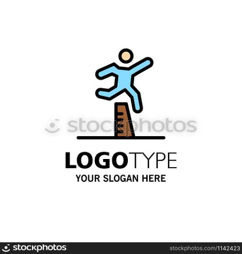 Athlete, Jumping, Runner, Running, Steeplechase Business Logo Template. Flat Color