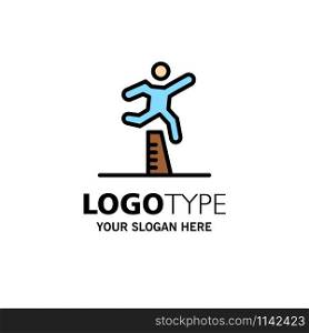 Athlete, Jumping, Runner, Running, Steeplechase Business Logo Template. Flat Color