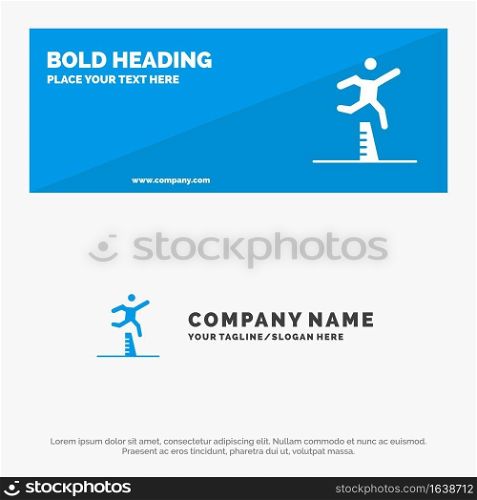 Athlete, Jumping, Runner, Running, Steeplechase SOlid Icon Website Banner and Business Logo Template