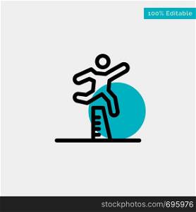 Athlete, Jumping, Runner, Running, Steeplechase turquoise highlight circle point Vector icon
