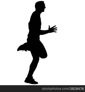 Athlete on running race, silhouettes. Vector illustration.