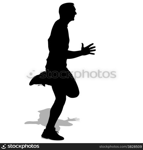 Athlete on running race, silhouettes. Vector illustration.