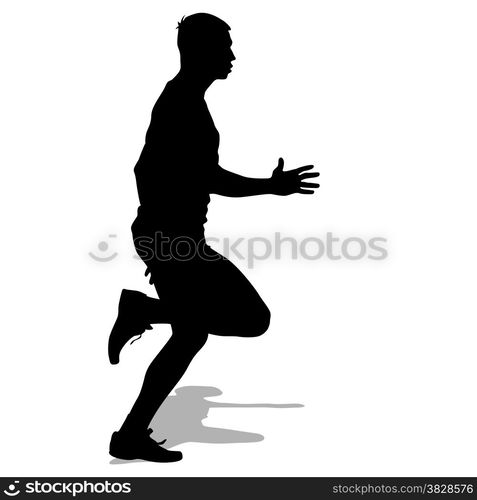 Athlete on running race, silhouettes. Vector illustration.