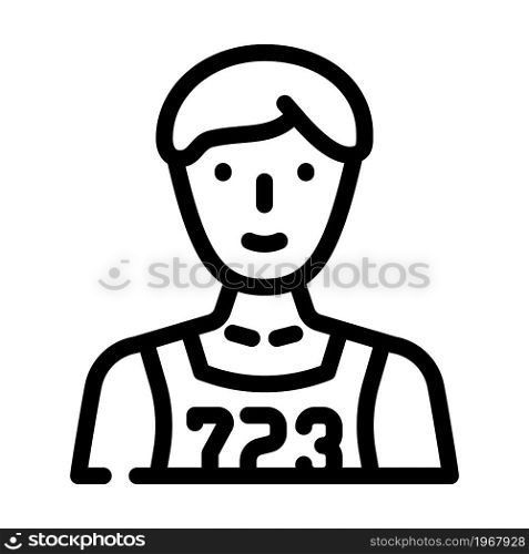 athlete with number line icon vector. athlete with number sign. isolated contour symbol black illustration. athlete with number line icon vector illustration