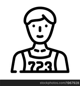athlete with number line icon vector. athlete with number sign. isolated contour symbol black illustration. athlete with number line icon vector illustration