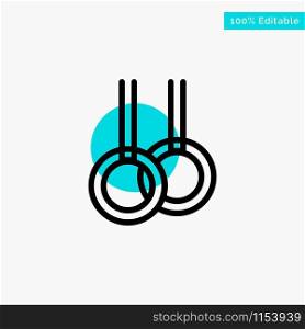 Athletic, Gymnastics, Rings turquoise highlight circle point Vector icon