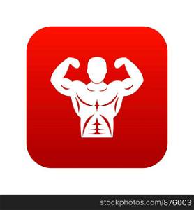Athletic man torso icon digital red for any design isolated on white vector illustration. Athletic man torso icon digital red