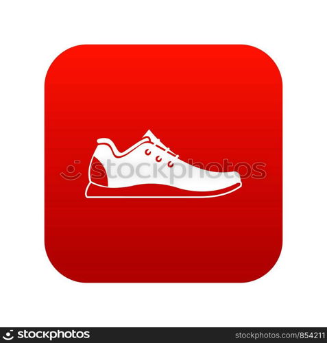 Athletic shoe icon digital red for any design isolated on white vector illustration. Athletic shoe icon digital red