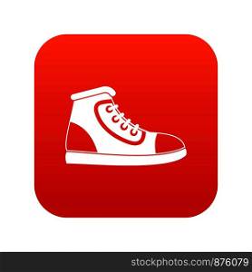 Athletic shoe icon digital red for any design isolated on white vector illustration. Athletic shoe icon digital red