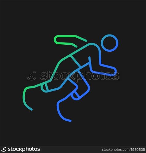 Athletics gradient vector icon for dark theme. Individual running sport competition. Athlete with disability. Thin line color symbol. Modern style pictogram. Vector isolated outline drawing. Athletics gradient vector icon for dark theme