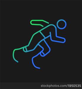 Athletics gradient vector icon for dark theme. Individual running sport competition. Athlete with disability. Thin line color symbol. Modern style pictogram. Vector isolated outline drawing. Athletics gradient vector icon for dark theme