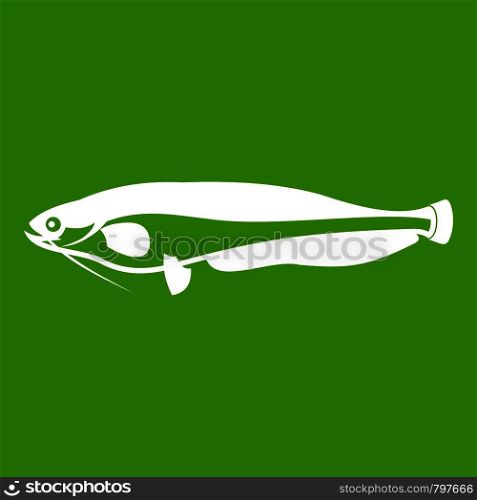 Atlantic mackerel, Scomber scombrus icon white isolated on green background. Vector illustration. Atlantic mackerel, Scomber scombrus icon green