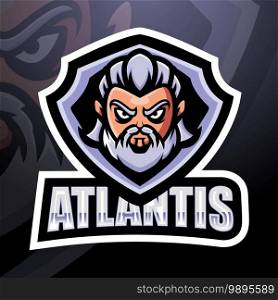 Atlantis head mascot esport logo design