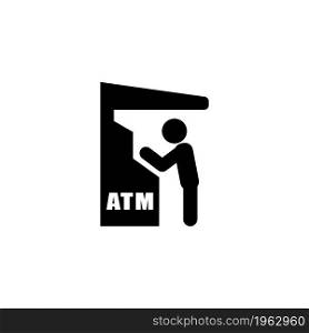 Atm and Man vector icon. Simple flat symbol on white background. atm icon flat