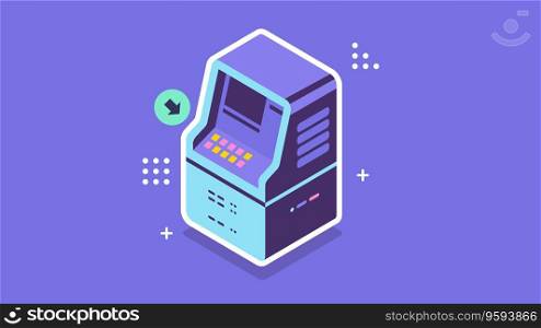 ATM - Automated teller machine. Flat isometric vector illustration
