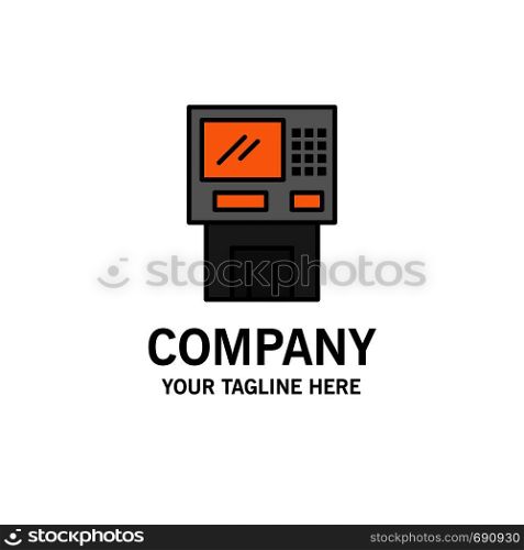 Atm, Bank, Cash, Cashpoint, Dispenser, Finance, Machine, Money Business Logo Template. Flat Color