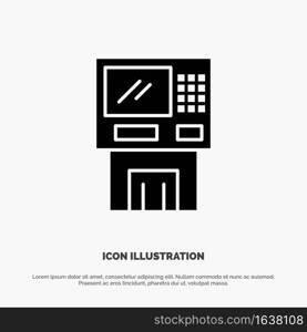Atm, Bank, Cash, Cashpoint, Dispenser, Finance, Machine, Money solid Glyph Icon vector