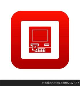 ATM bank cash machine icon digital red for any design isolated on white vector illustration. ATM bank cash machine icon digital red
