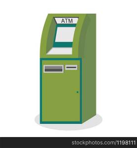ATM bank terminal,isolated on white background,flat vector illustration