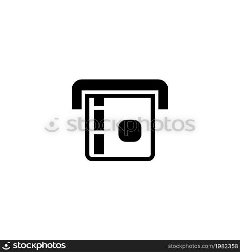 Atm Card Slot. Flat Vector Icon. Simple black symbol on white background. Atm Card Slot Flat Vector Icon