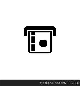 Atm Card Slot. Flat Vector Icon. Simple black symbol on white background. Atm Card Slot Flat Vector Icon