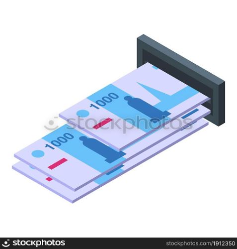Atm cash icon isometric vector. Bank card. Money payment. Atm cash icon isometric vector. Bank card