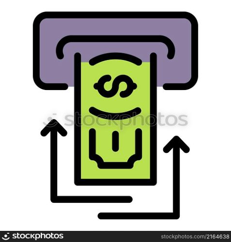 Atm cash send icon. Outline atm cash send vector icon color flat isolated. Atm cash send icon color outline vector