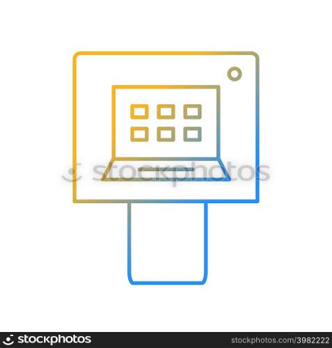 ATM gradient linear vector icon. Automated teller machine. Telecommunications technology. Banking operations device. Thin line color symbol. Modern style pictogram. Vector isolated outline drawing. ATM gradient linear vector icon