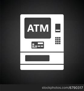 ATM icon. Black background with white. Vector illustration.