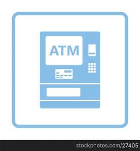 ATM icon. Blue frame design. Vector illustration.