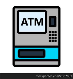 ATM Icon. Editable Bold Outline With Color Fill Design. Vector Illustration.