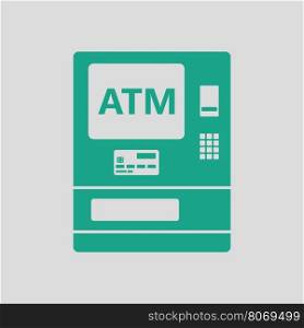 ATM icon. Gray background with green. Vector illustration.