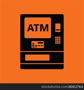 ATM icon. Orange background with black. Vector illustration.
