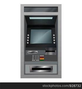 Atm icon. Realistic illustration of atm vector icon for web design isolated on white background. Atm icon, realistic style