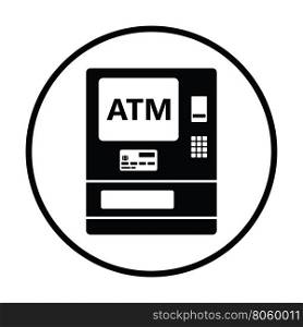 ATM icon. Thin circle design. Vector illustration.