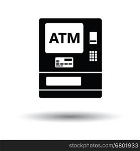 ATM icon. White background with shadow design. Vector illustration.