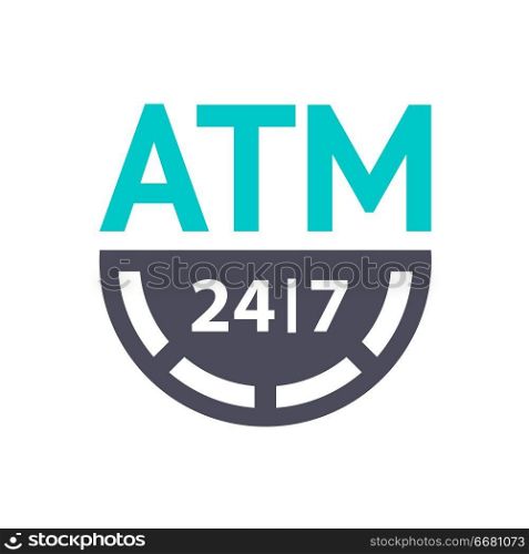 ATM location icon, gray turquoise icon on a white background. New gray turquoise icon on a white background